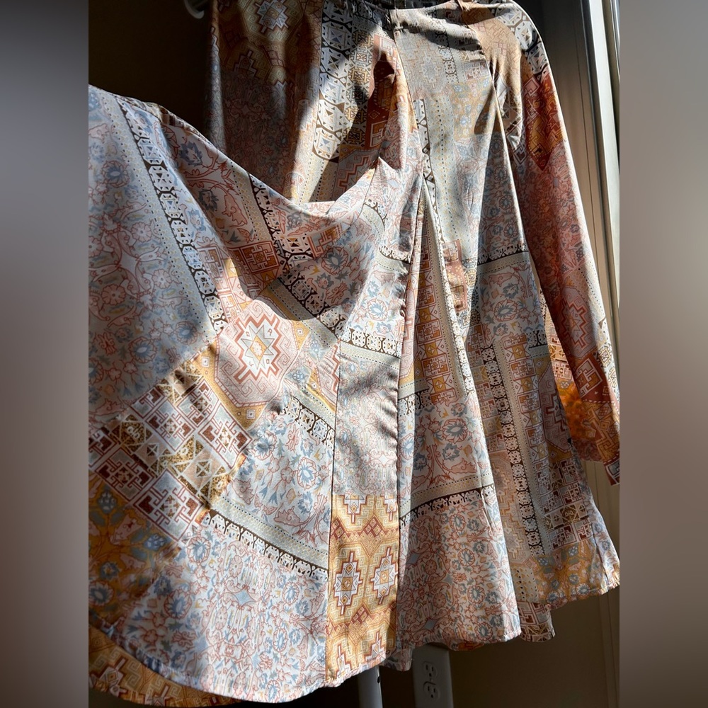 Amuse Society 70s Inspired Boho Patchwork Print Cutout Mini Dress Size S - Picture 8 of 8